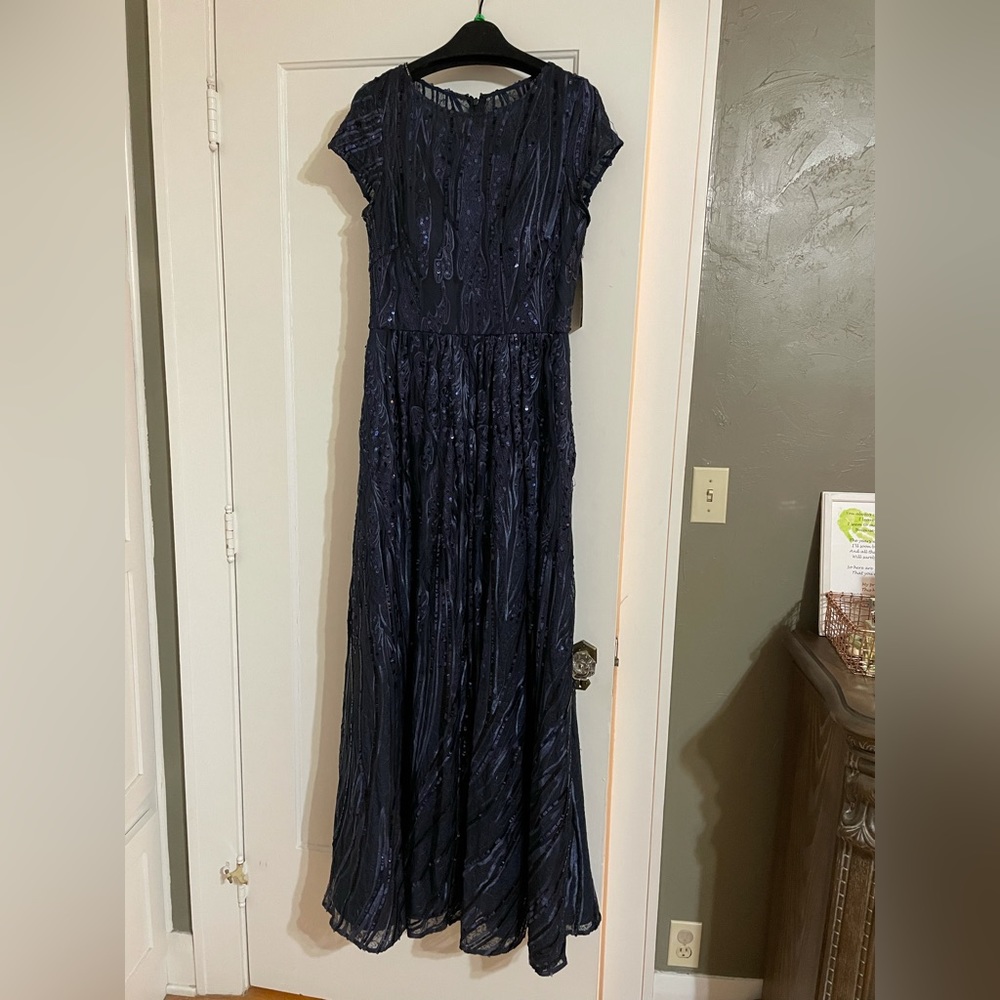 NWT navy sequin gown